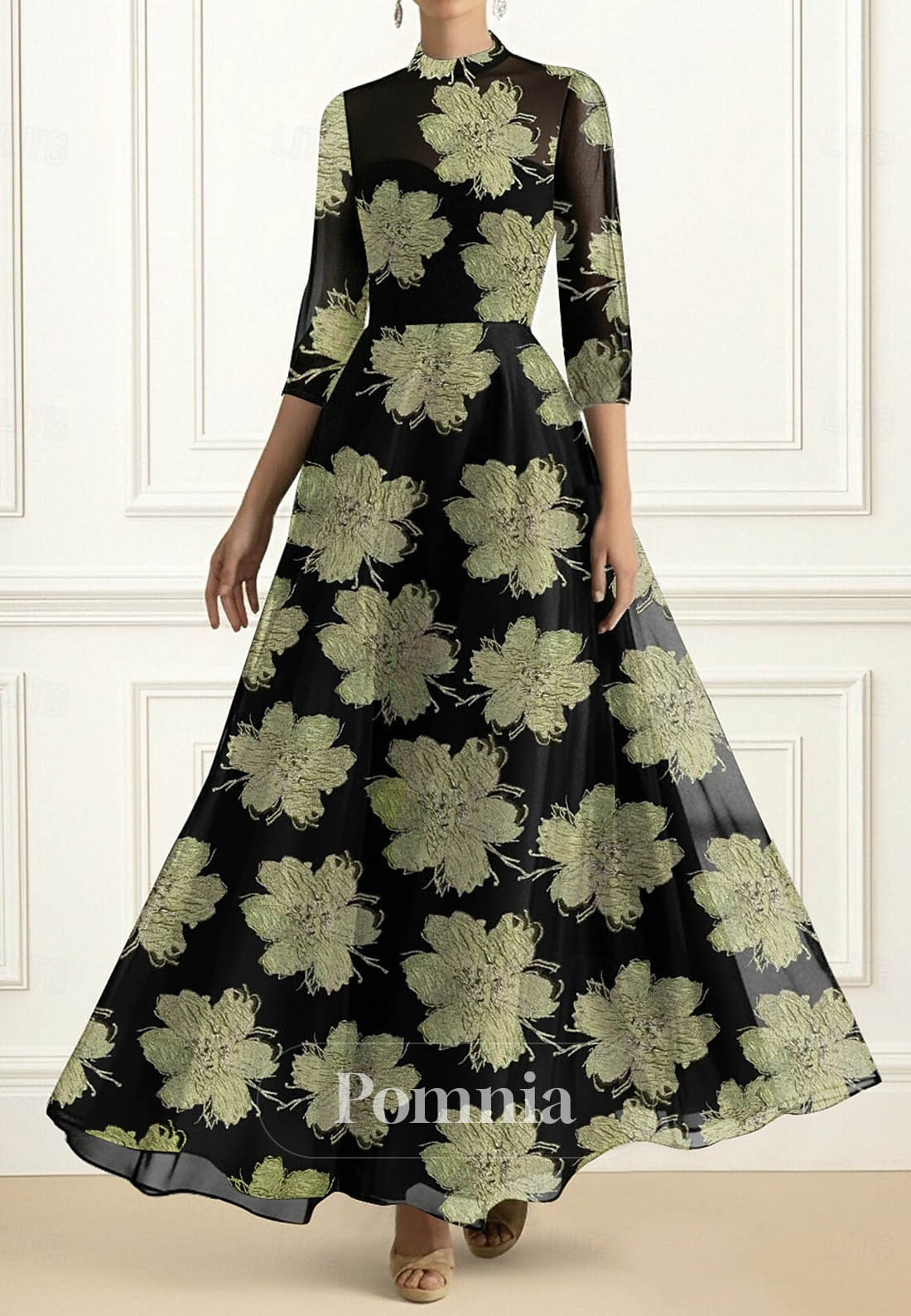 Elegant Daily Semi Formal Sleeve High Neck Evening Dress