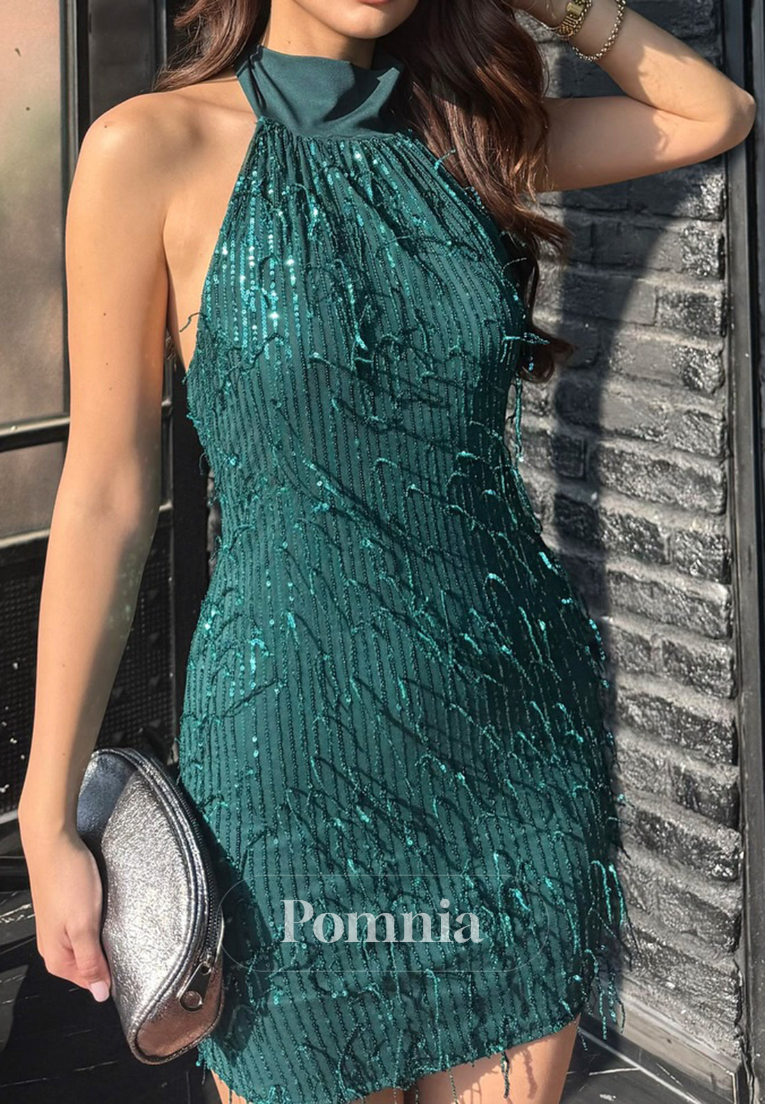 A-Line Halter Sleeveless Appliques Mini Homecoming Dress