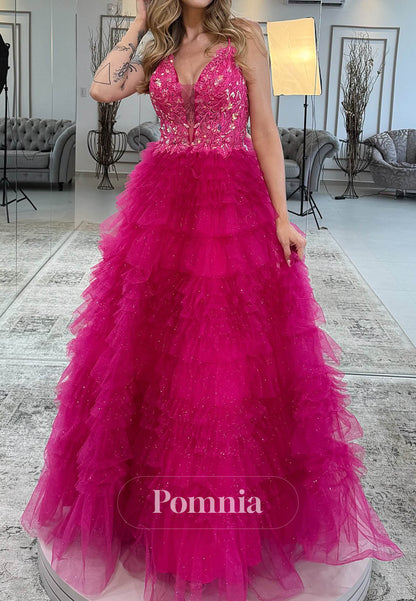 A-Line Halter Sleeveless Ruffles Sequins Prom Dress