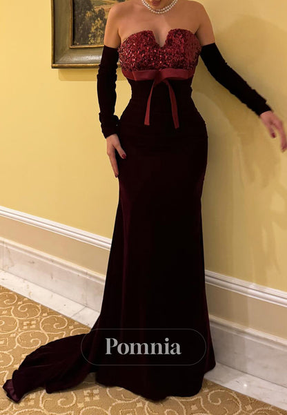 A-Line Long Sleeves Off-Shoulder Corset A-Line Evening Dress