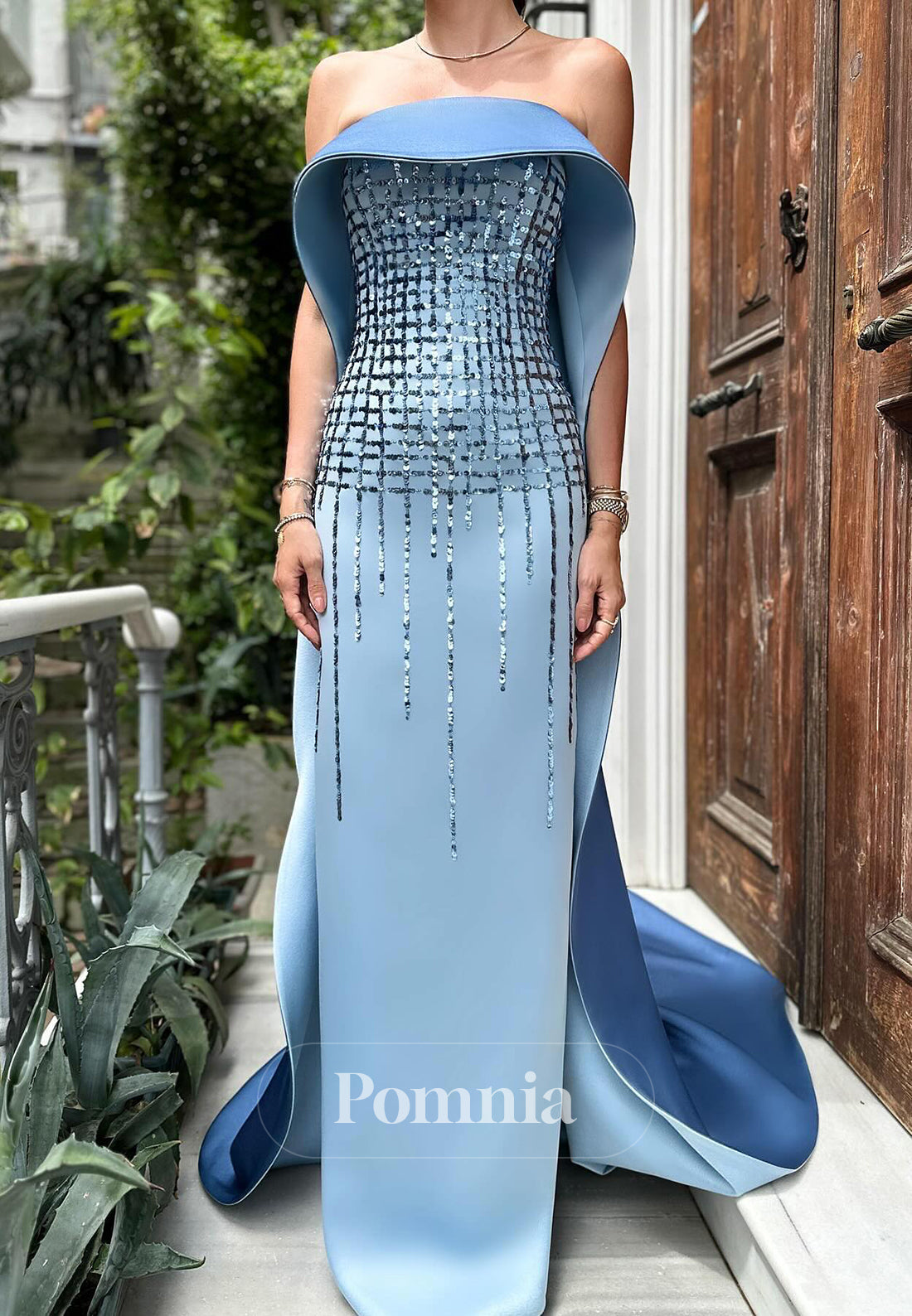 A-Line Off-Shoulder Sleeveless Sequins Satin Evening Dress