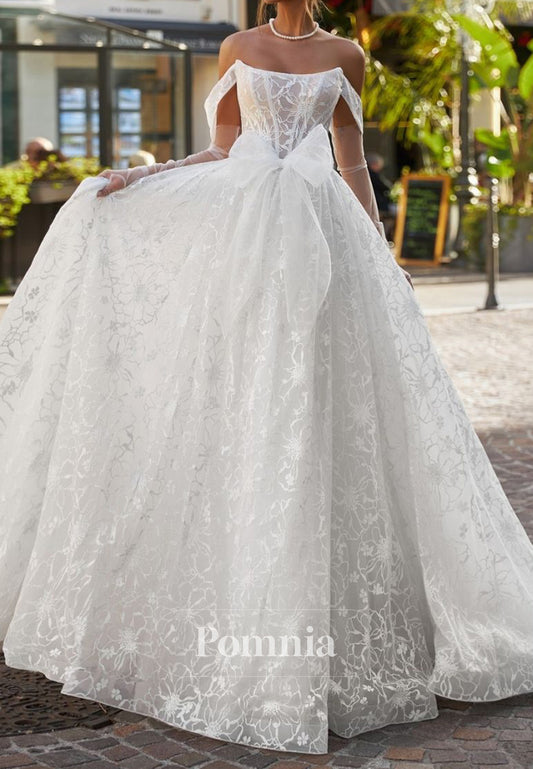 A-Line Scoop Sleeveless Corset Tulle Lace Wedding Dress