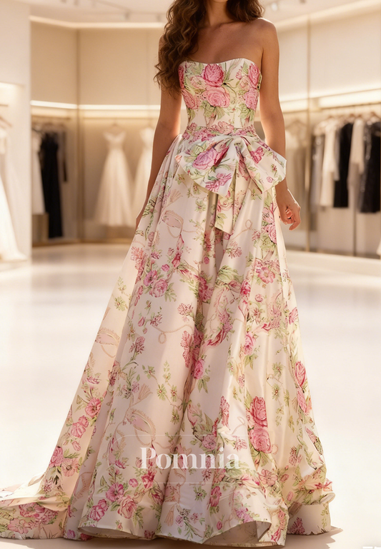 A-Line Sleeveless Strapless Appliques Prom Dress