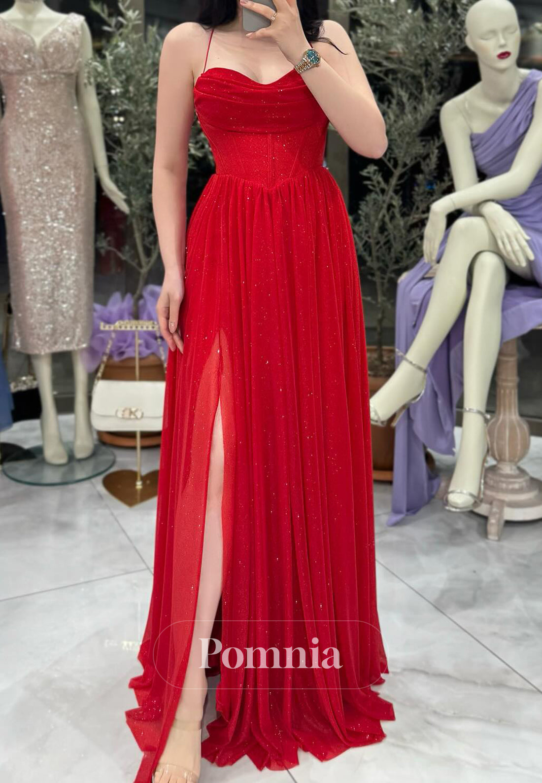 A-Line Spaghetti Straps Sweetheart Empire-Waist  Prom Dress