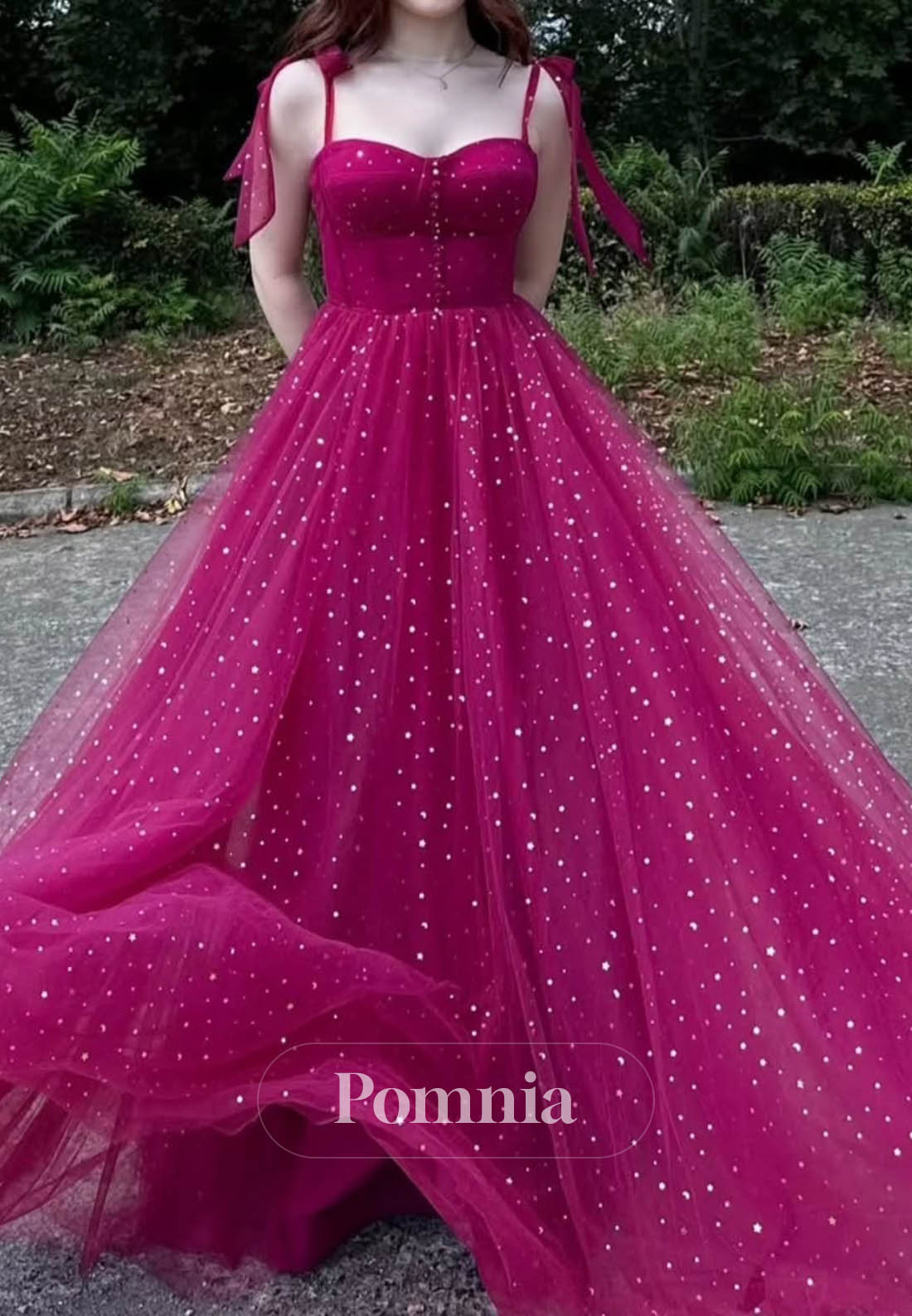 A-Line Spaghetti Straps Sweetheart Sequins Lace Prom Dress