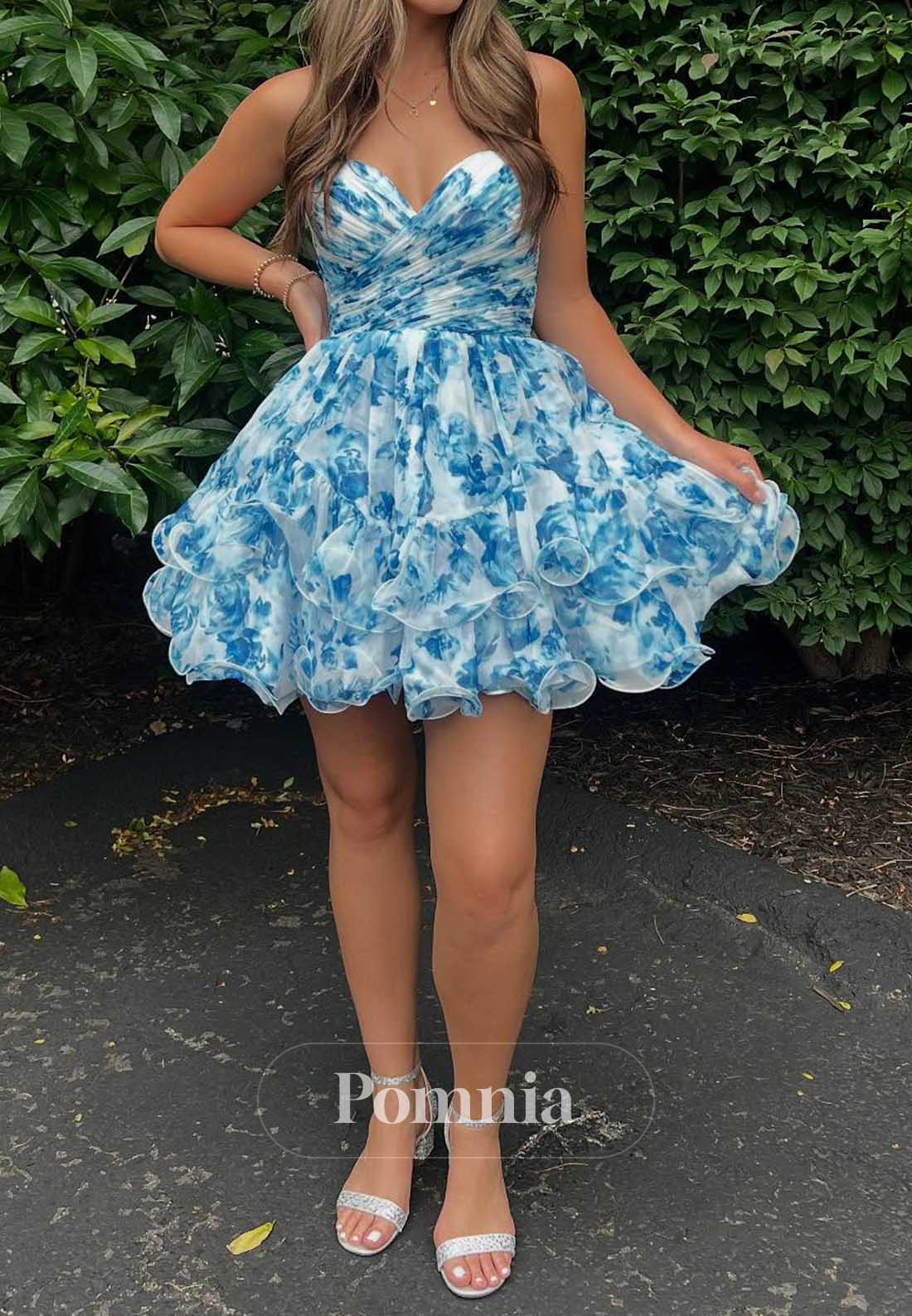 A-Line Spaghetti Straps Sweetheart Short Homecoming Dress