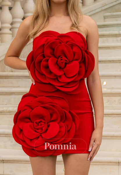 A-Line Strapless Sleeveless Appliques Mini Homecoming Dress