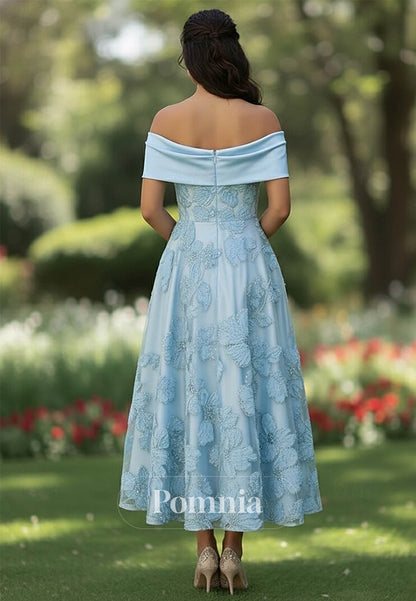 A-Line Tea Length Cocktail Dresses Evening Gown