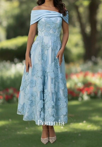 A-Line Tea Length Cocktail Dresses Evening Gown