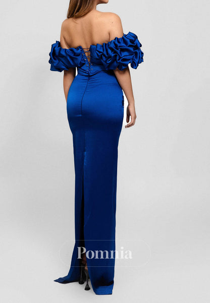 Simple Sleeveless Off-Shoulder Corset Satin Prom Dress