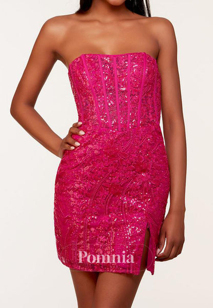 Sleeveless Strapless Sequins Corset Homecoming Dress