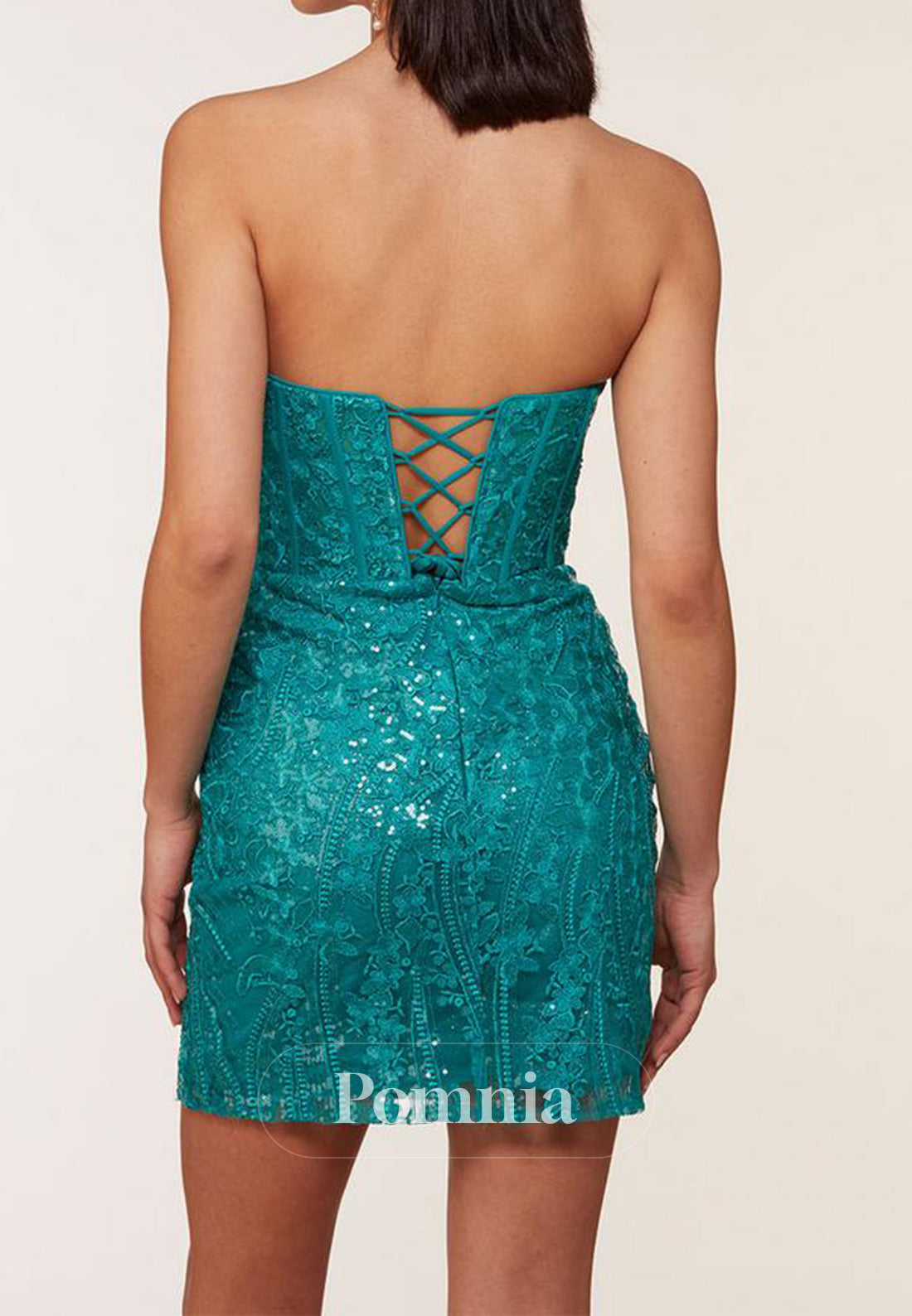 Sleeveless Strapless Sequins Corset Homecoming Dress