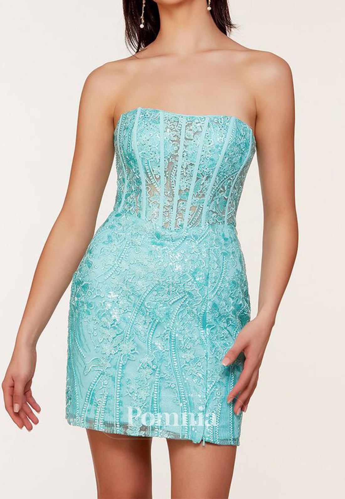 Sleeveless Strapless Sequins Corset Homecoming Dress