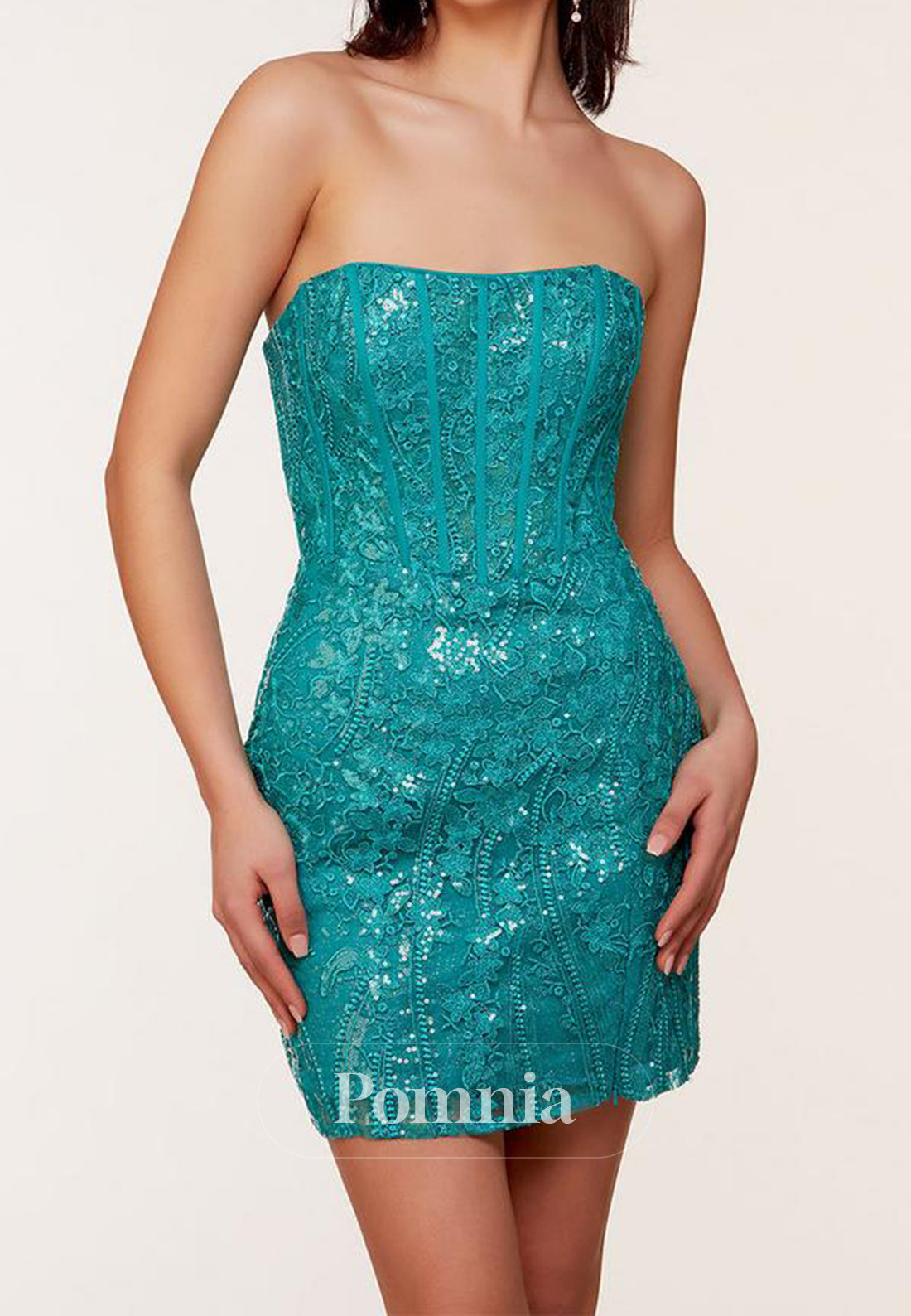 Sleeveless Strapless Sequins Corset Homecoming Dress