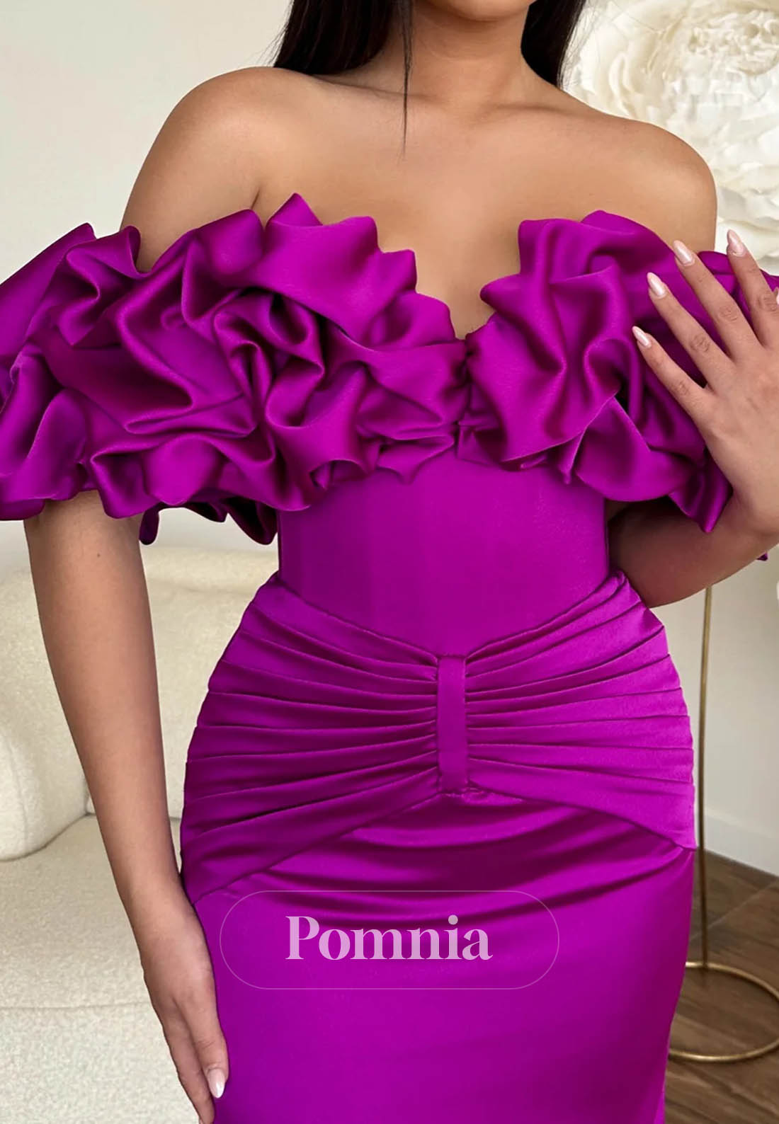 Simple Sleeveless Off-Shoulder Corset Satin Prom Dress