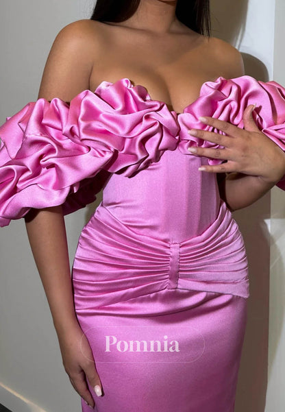 Simple Sleeveless Off-Shoulder Corset Satin Prom Dress