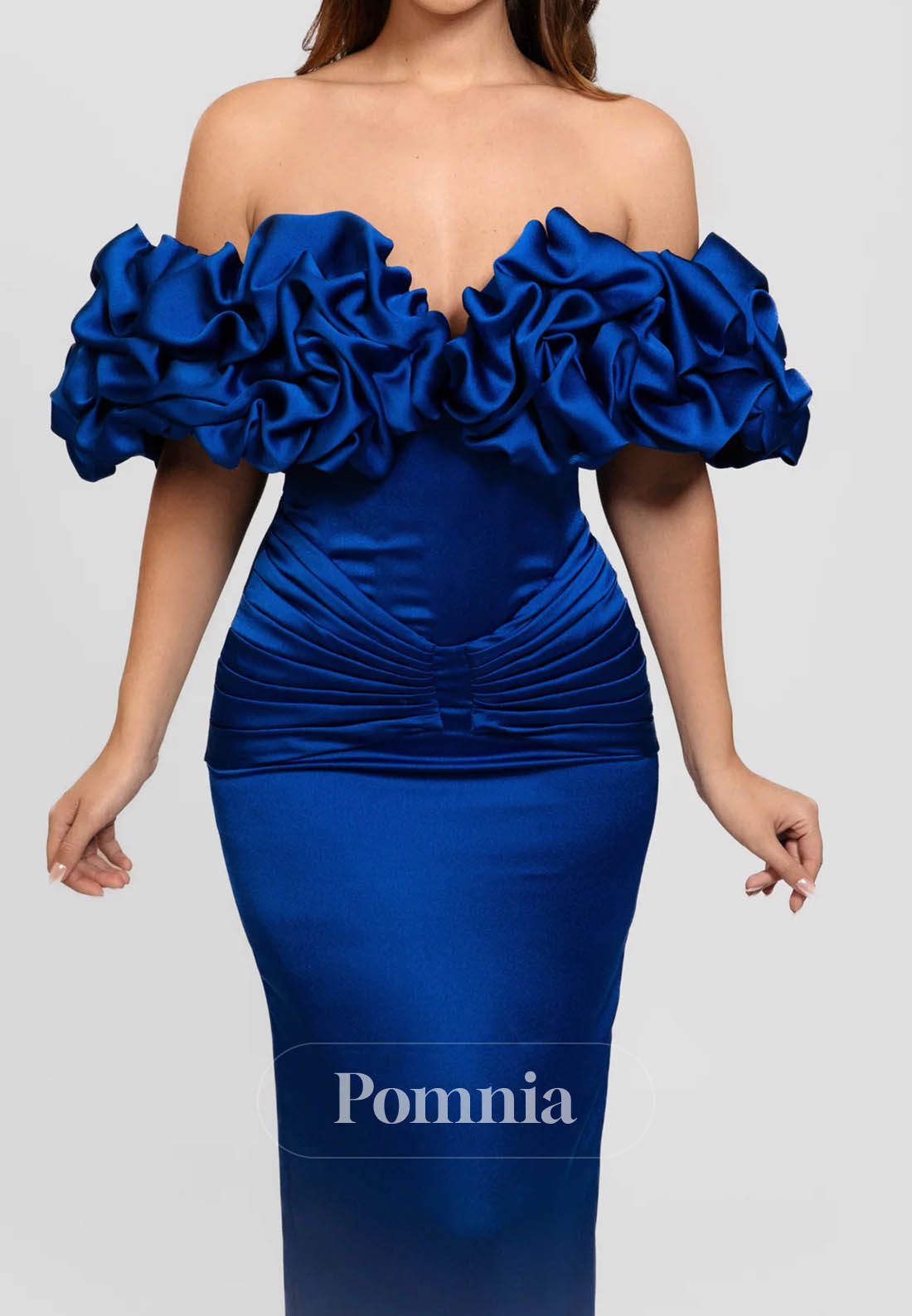 Simple Sleeveless Off-Shoulder Corset Satin Prom Dress