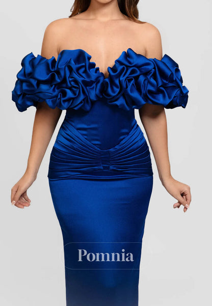 Simple Sleeveless Off-Shoulder Corset Satin Prom Dress