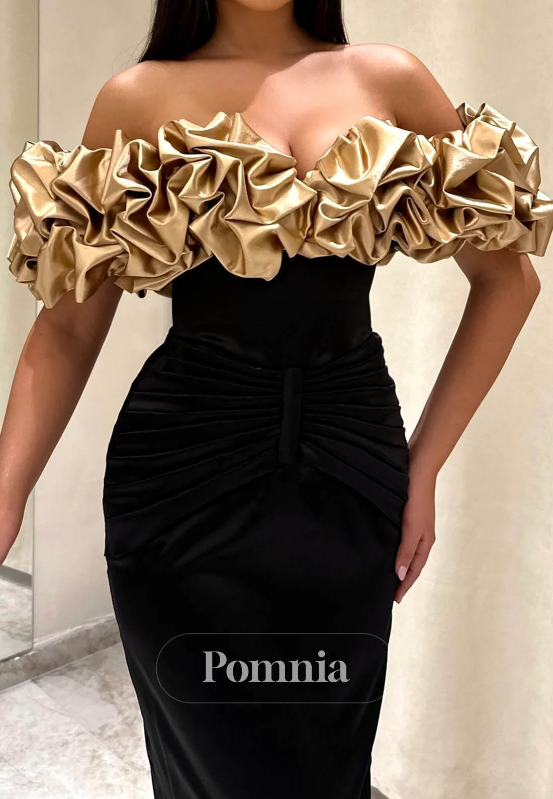 Simple Sleeveless Off-Shoulder Corset Satin Prom Dress