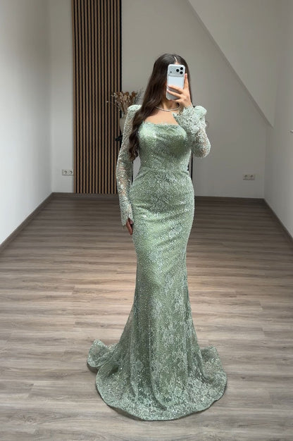 Elegant V-Neck A-Line Sequins Appliques Sleeveless Evening Formal Dress