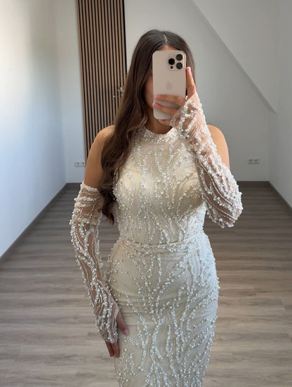 Simple A-Line Off-Shoulder Prom Dress with Train Empire-Waist Evening Dress