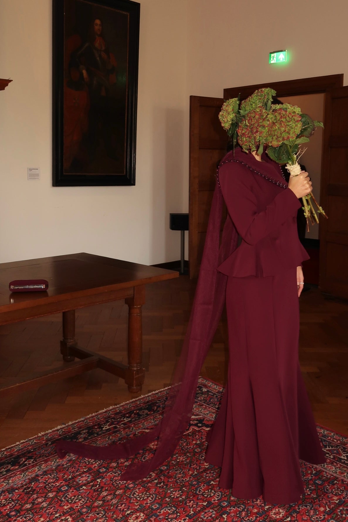 A-Line Suit Plum Satin Evening Dress