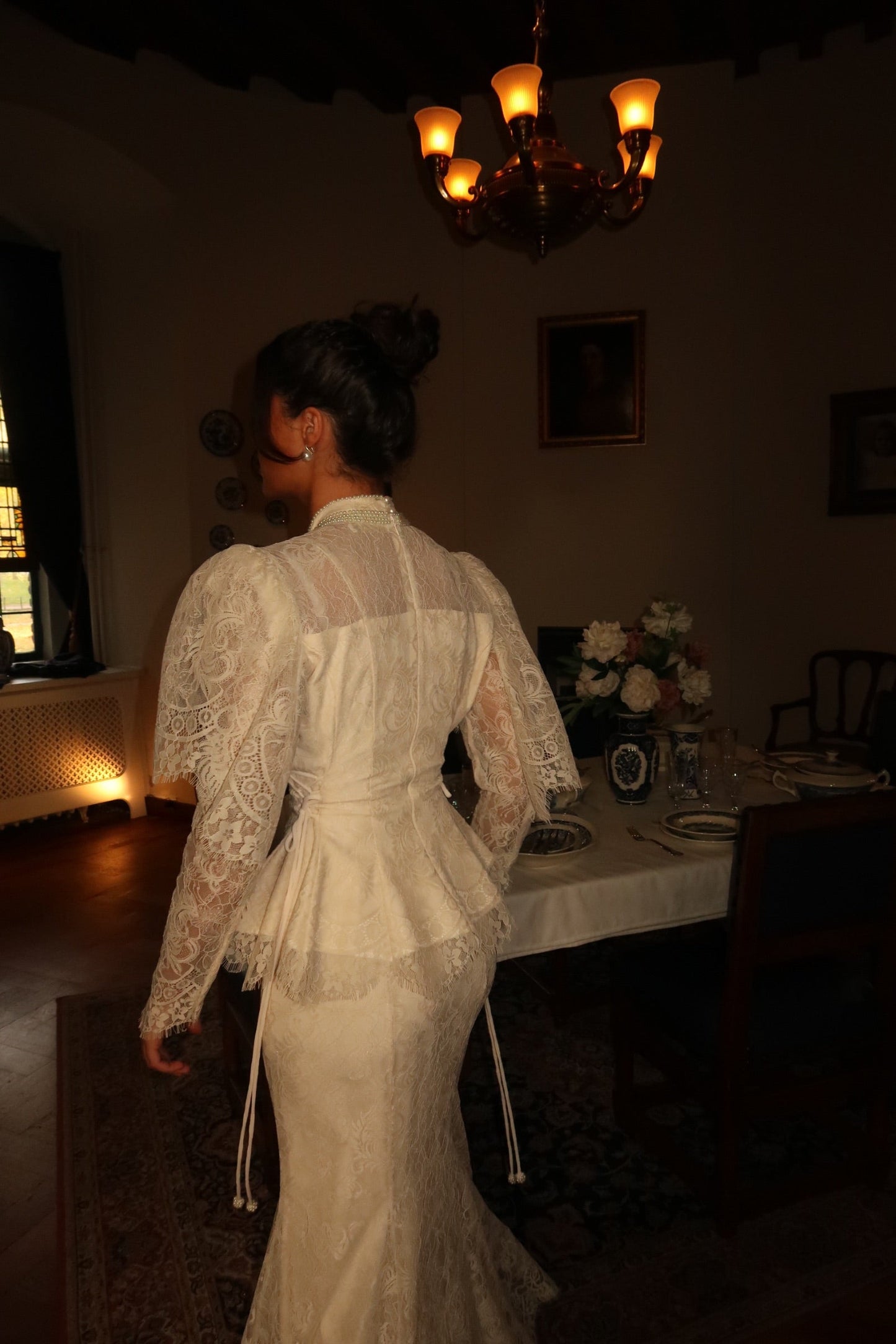 Elegant Suit Ivory Long Sleeves A-Line Evening Dress