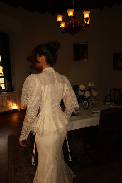 Elegant Suit Ivory Long Sleeves A-Line Evening Dress