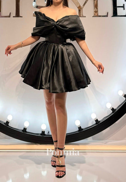 Black A-Line Scoop Corset Short Homecoming Dress