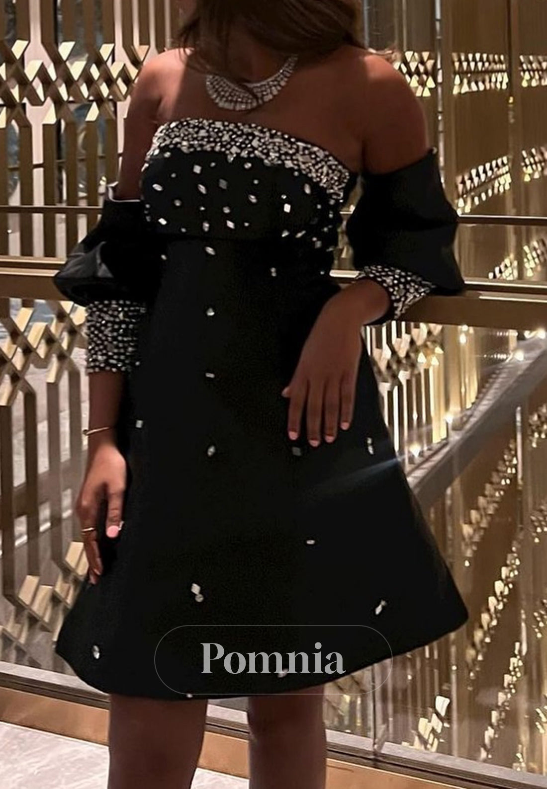 Black A-Line Strapless Sleeveless Beads Homecoming Dress