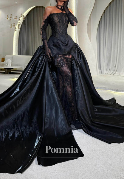 Black Off-Shoulder Corset Tulle Prom Dress