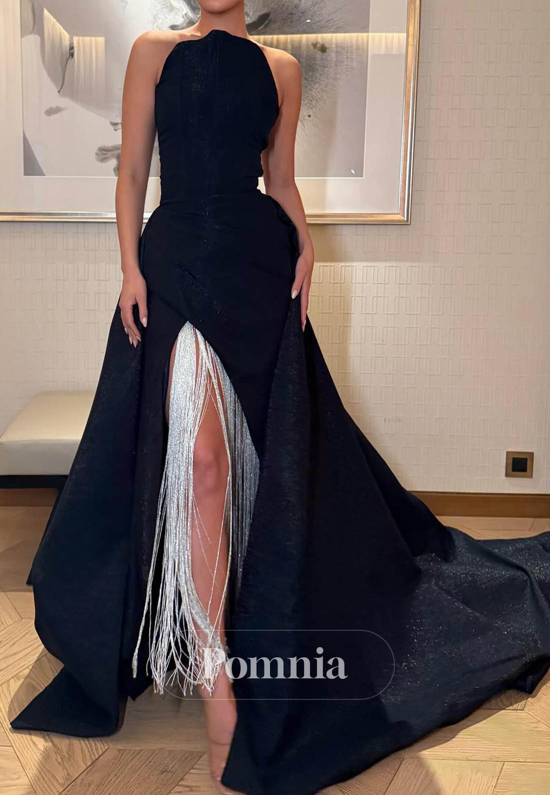 Black Sleeveless Strapless Sequins A-Line Prom Dress