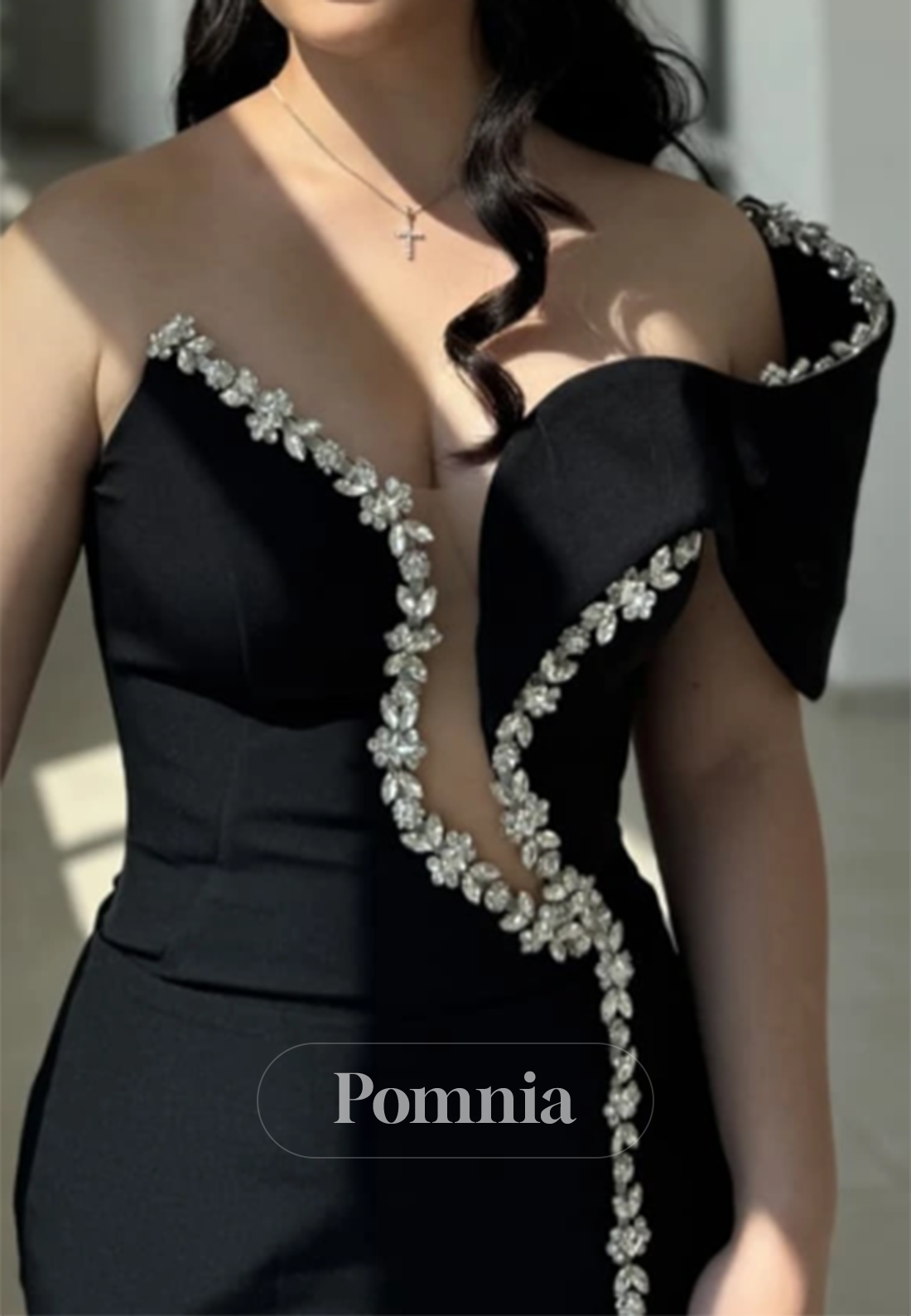 Black Sweetheart Sleeveless Slit Beads Prom Dress