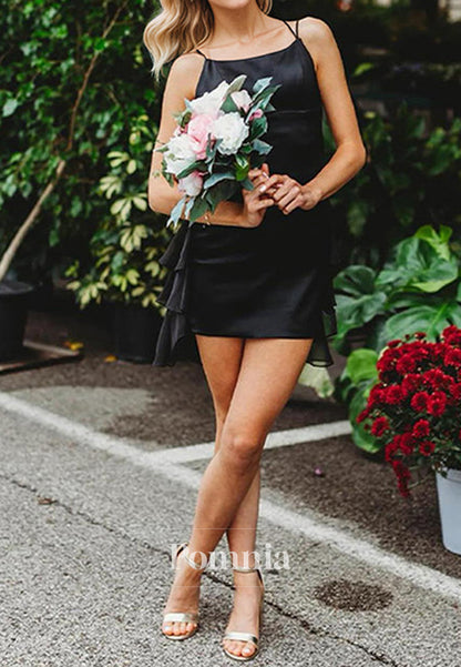 Tight Short Homecoming Dress with Ruffles Train