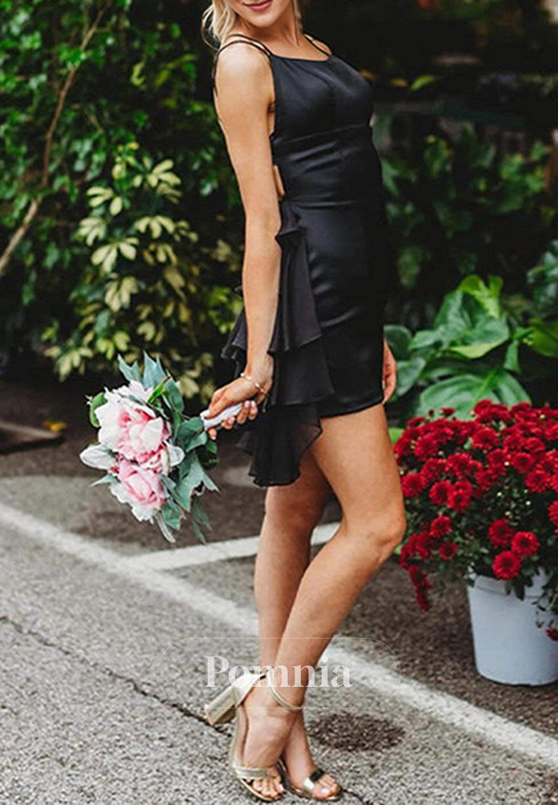 Tight Short Homecoming Dress with Ruffles Train