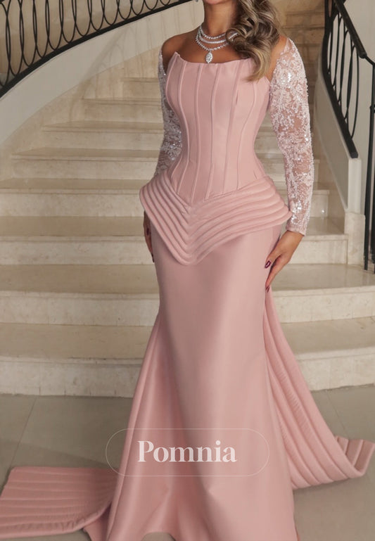 Blushing Pink Scoop Corset A-Line Evening Dress