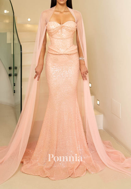 Blushing Pink Sleeveless Strapless Evening Dress