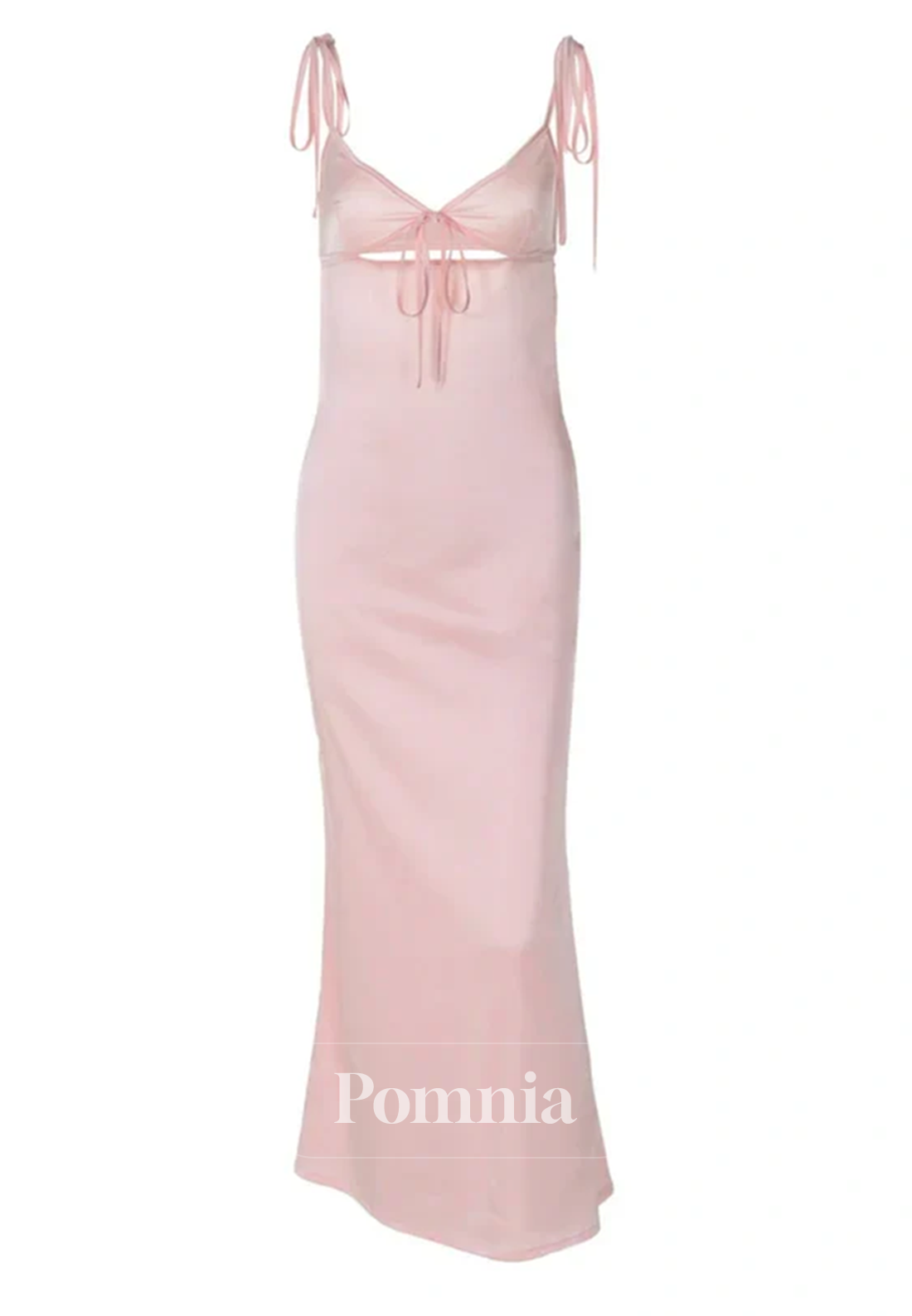 Blushing Pink Spaghetti Straps Sweetheart Backless Prom Dress