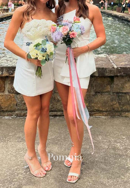 Bodycon Strapless Short Homecoming Dress with 3D Rosette Bodice