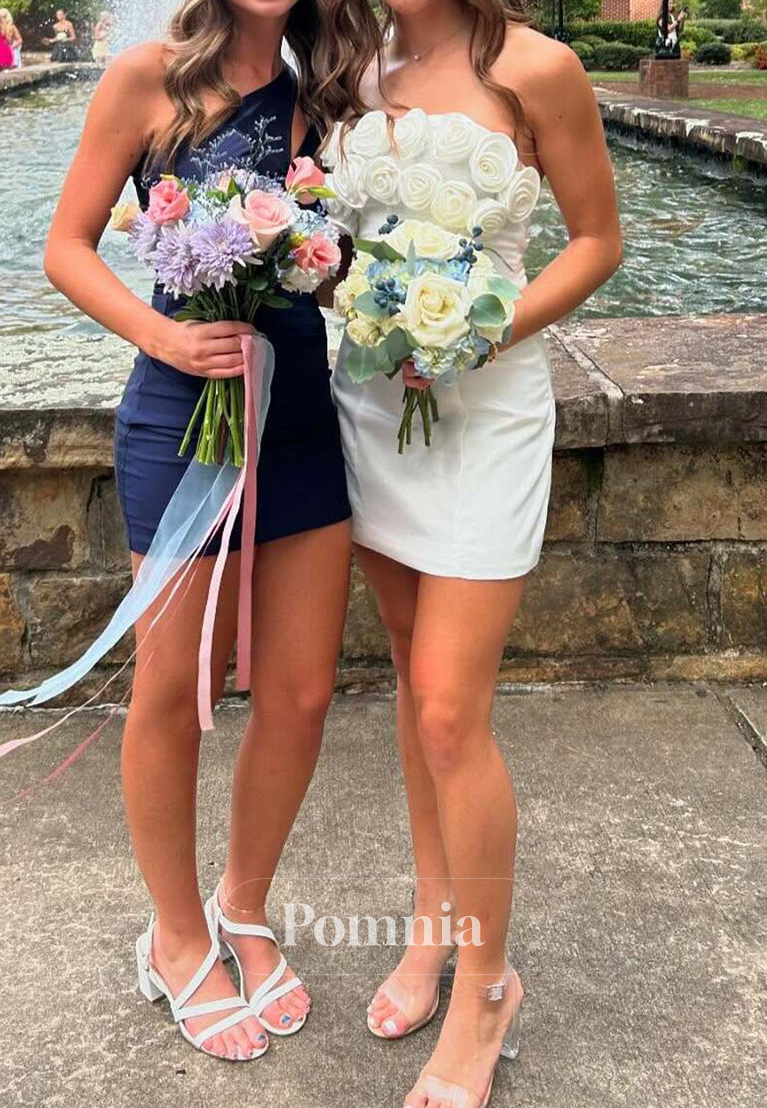 Bodycon Strapless Short Homecoming Dress with 3D Rosette Bodice