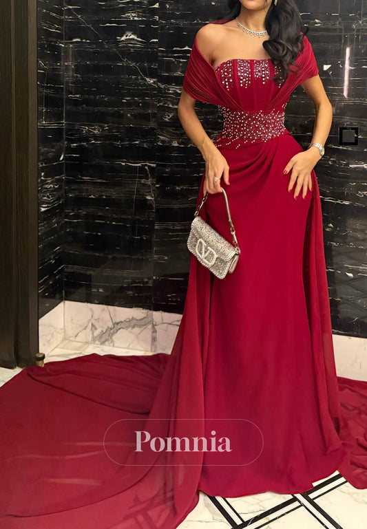 Burgundy Square Sleeveless Sequins A-Line Prom Dress