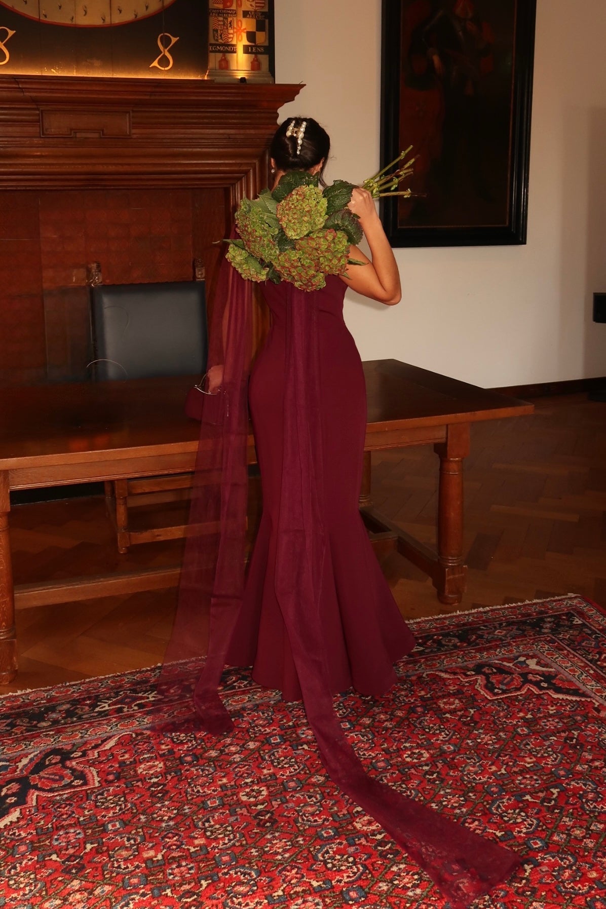 A-Line Suit Plum Satin Evening Dress