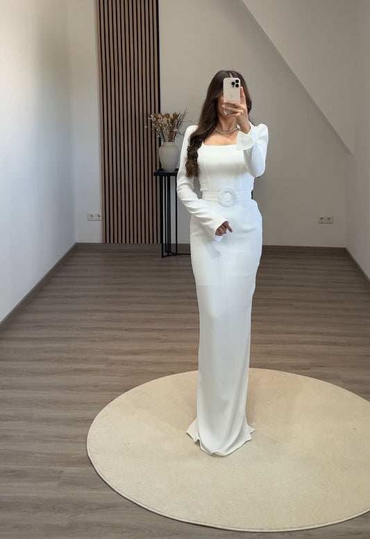 Elegant Long Sleeves Scoop Backless Evening Dress