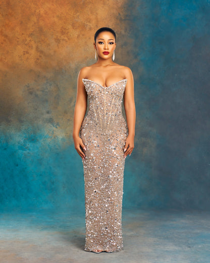 Sparkly Sleeveless Sweetheart Sequins A-Line Prom Dress