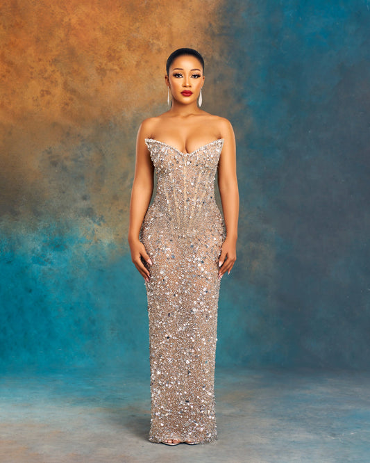 Sparkly Sleeveless Sweetheart Sequins A-Line Prom Dress