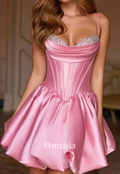 Candy Pink A-Line Spaghetti Straps Sweetheart Evening Dress