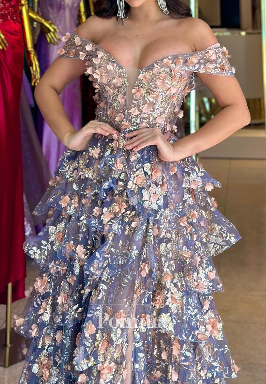 Charming A-Line Sleeveless Strapless Ruffles Appliques Prom Dress