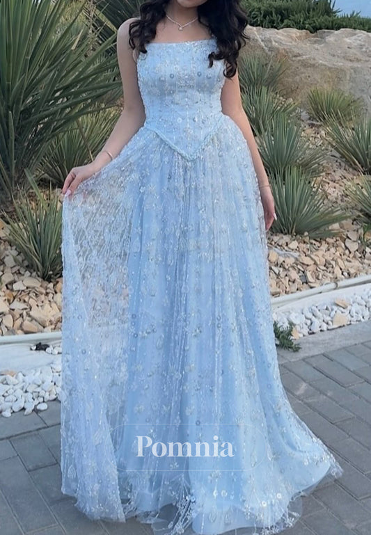 Charming A-Line Sleeveless Strapless Sequins Prom Dress