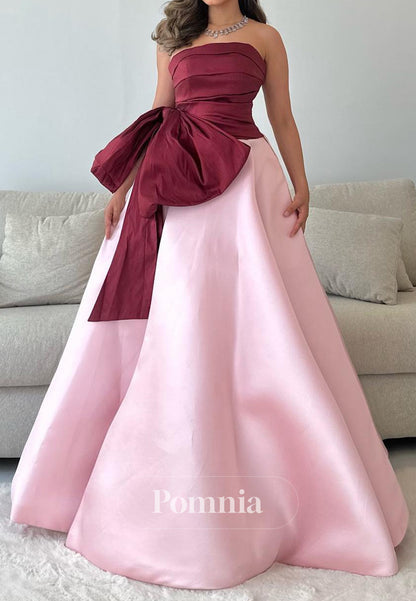 Charming A-Line Strapless Sleeveless Bowknot Evening Dress