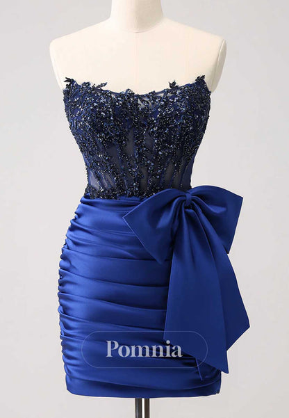 Charming A-Line Strapless Sleeveless Bowknot Homecoming Dress
